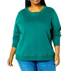 NEW‎ Karen Scott Winter Basic Sweater Solid Green Long Sleeves PlusOX Round Neck